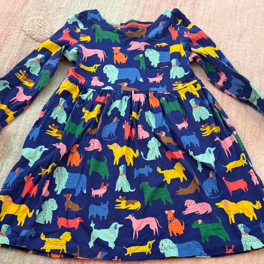Mini Boden Blue Dress with Colorful Animal Print